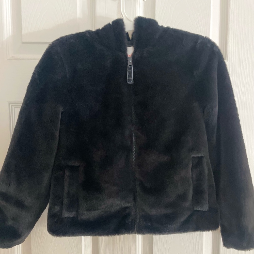 Cat & Jack Faux Fur Black Hooded Jacket
